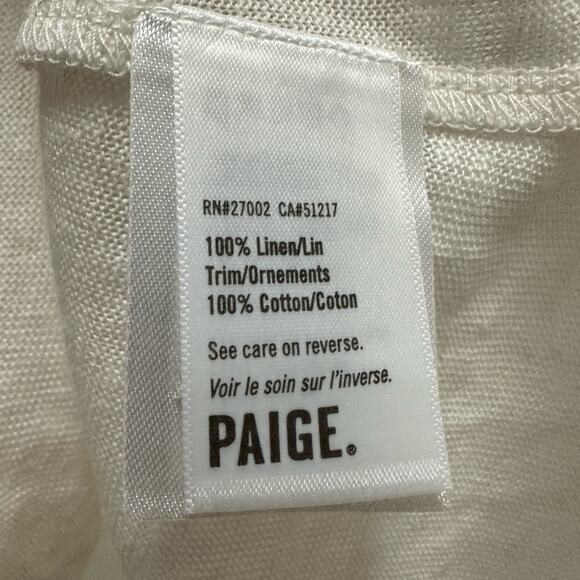 Paige denim 100% linen lace sleeve white top size medium - Picture 3 of 5